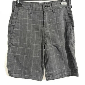 Hurley Boys Plaid Grey Sport Shorts Size 10/ 25 Outdoor/ Chino / Trendy / Light